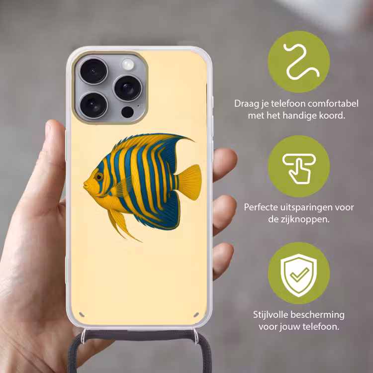 Felgeel - Vis - Strepen - Vinnen Hoesje iPhone 16 Pro Max met koord klein -sfeer2_NL