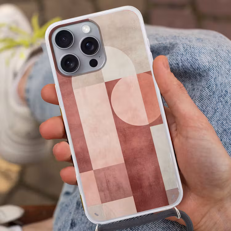 Figuren - Abstract - Roze Hoesje iPhone 16 Pro Max met koord klein -sfeer3