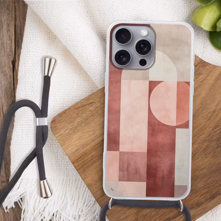 Figuren - Abstract - Roze Hoesje iPhone 16 Pro Max met koord klein -sfeer4