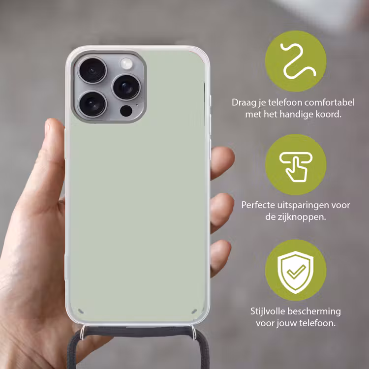 Frosted - Mint - Groen Hoesje iPhone 16 Pro Max met koord klein 804 -sfeer2_NL