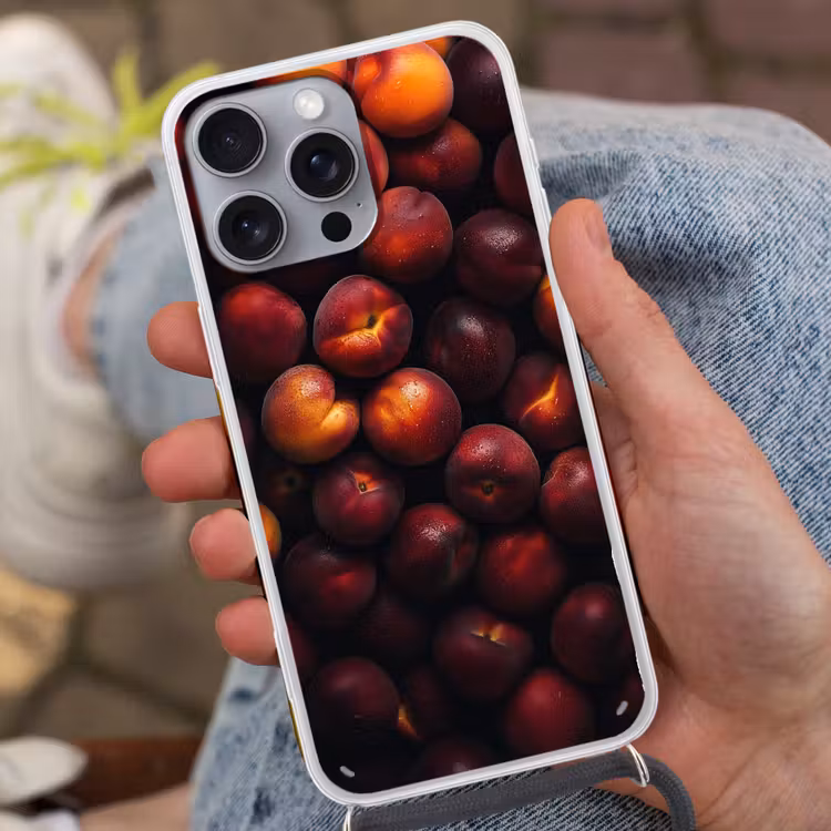 Fruit - Close up - Nectarines Hoesje iPhone 16 Pro Max met koord klein -sfeer3