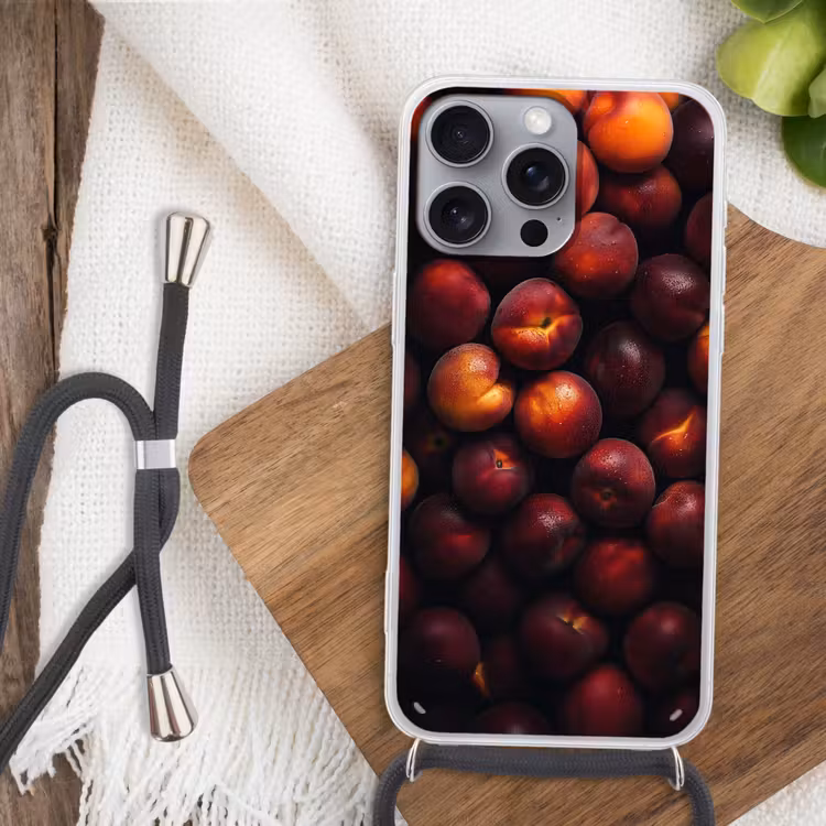 Fruit - Close up - Nectarines Hoesje iPhone 16 Pro Max met koord klein -sfeer4
