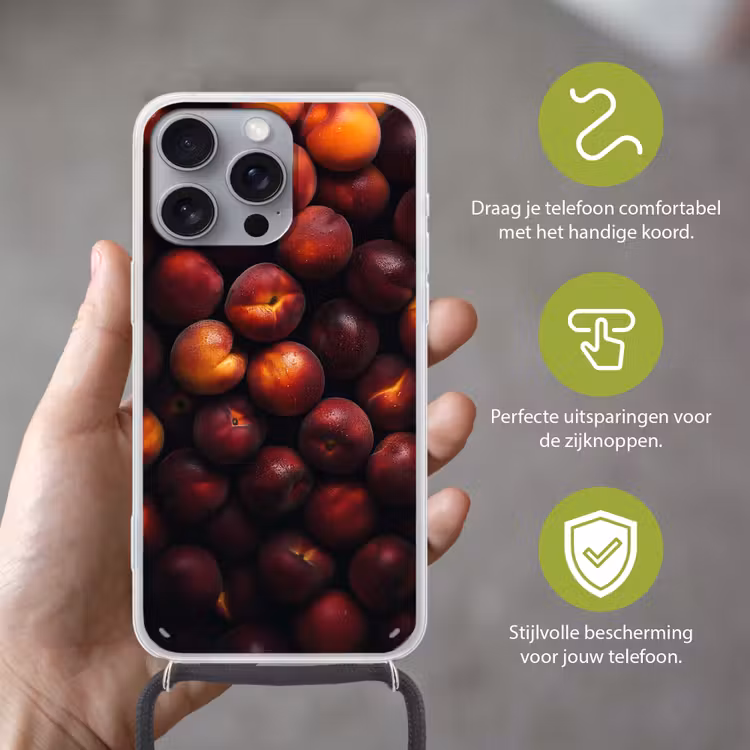 Fruit - Close up - Nectarines Hoesje iPhone 16 Pro Max met koord klein -sfeer2_NL