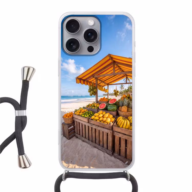 Telefoonhoesje met koord - Fruit - Strand - Tropisch - Fruit - Strand - Tropisch Hoesje iPhone 16 Pro Max met koord klein