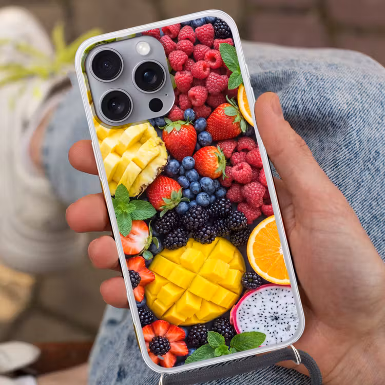 Fruit - Vers - Kleurrijk - Eten Hoesje iPhone 16 Pro Max met koord klein -sfeer3