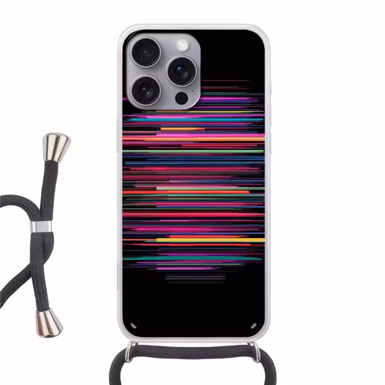 Gaming - Abstract - Lijnen - Horizontaal - Kleurrijk Hoesje iPhone 16 Pro Max met koord klein -3d
