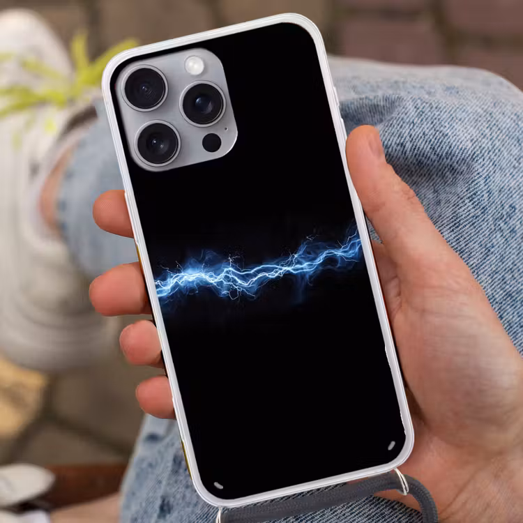 Gaming - Bliksemflits - Blauw - Energie Hoesje iPhone 16 Pro Max met koord klein -sfeer3