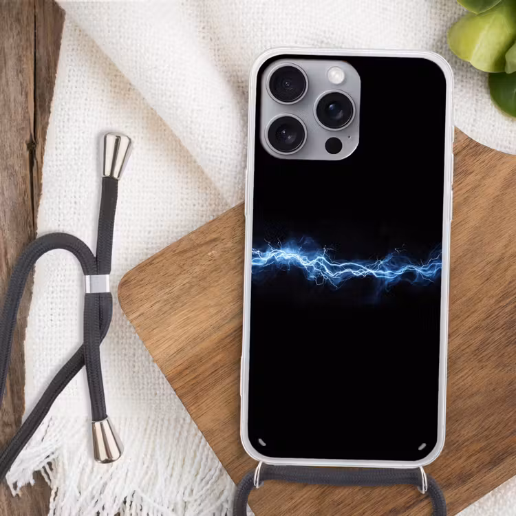 Gaming - Bliksemflits - Blauw - Energie Hoesje iPhone 16 Pro Max met koord klein -sfeer4
