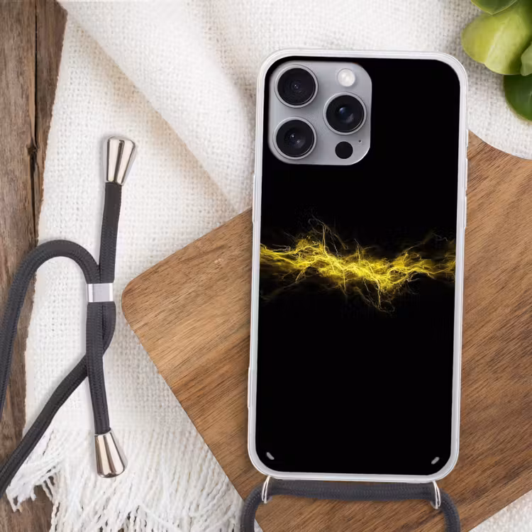 Gaming - Elektriciteit - Geel - Energie Hoesje iPhone 16 Pro Max met koord klein -sfeer4