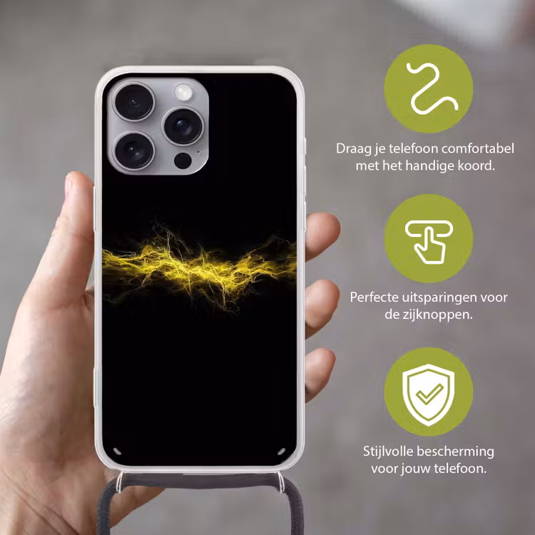 Gaming - Elektriciteit - Geel - Energie Hoesje iPhone 16 Pro Max met koord klein -sfeer2_NL