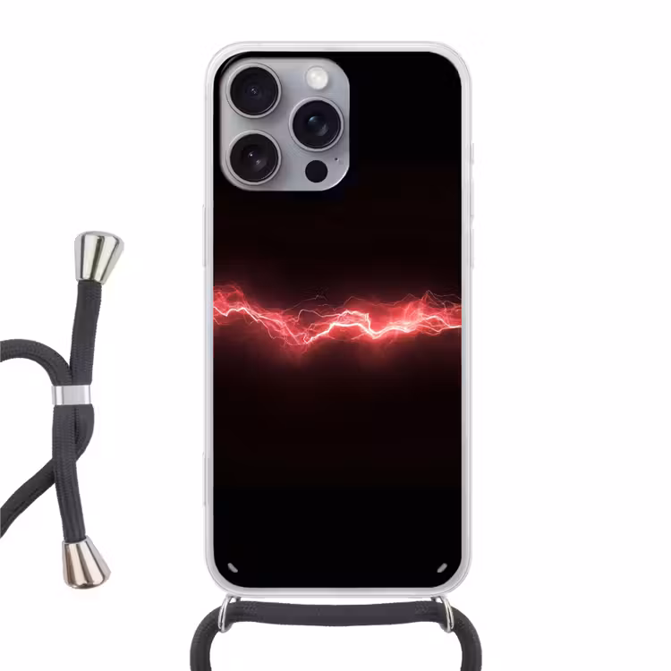 Gaming - Rood - Elektriciteit - Energie - Lijn Hoesje iPhone 16 Pro Max met koord klein -3d