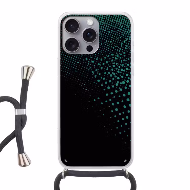 Gaming - Stippen - Groen - Vervagen Hoesje iPhone 16 Pro Max met koord klein -3d