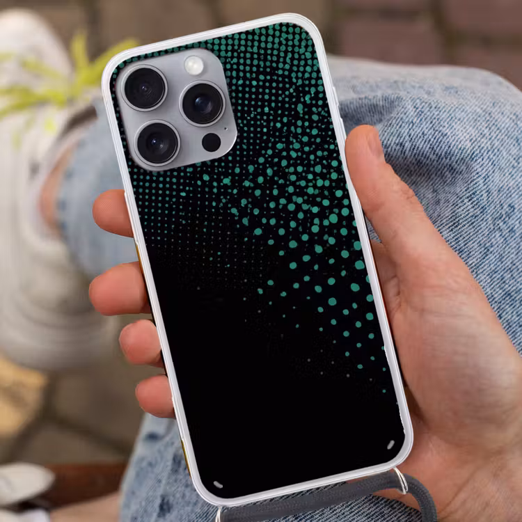 Gaming - Stippen - Groen - Vervagen Hoesje iPhone 16 Pro Max met koord klein -sfeer3
