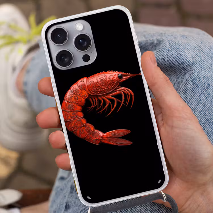 Garnaal - Rood - Dieren Hoesje iPhone 16 Pro Max met koord klein -sfeer3