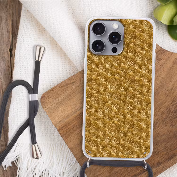 Gehamerd - Mozaïek - Antiek - Goud Hoesje iPhone 16 Pro Max met koord klein 804 -sfeer4