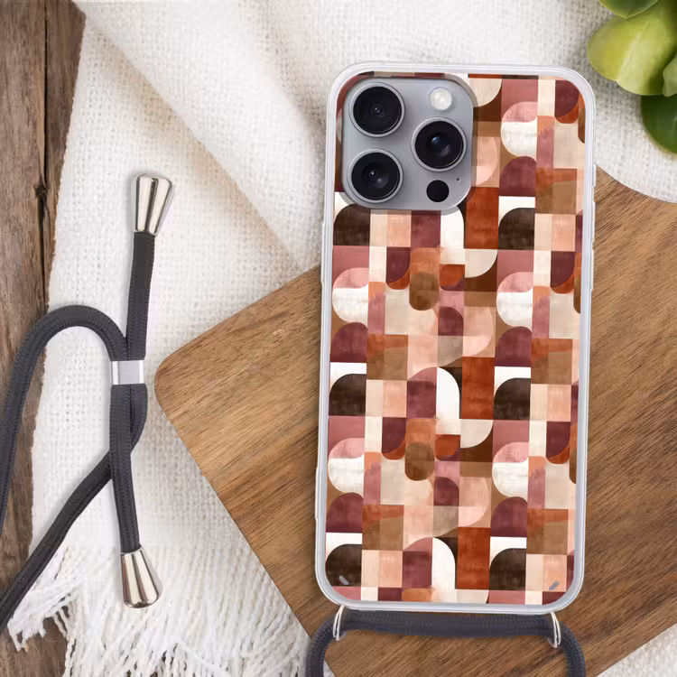 Geometrie - Modern - Retro Hoesje iPhone 16 Pro Max met koord klein 804 -sfeer4