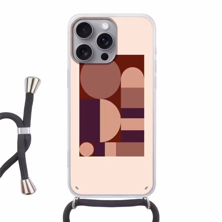 Geometrisch - Cirkels - Rood Hoesje iPhone 16 Pro Max met koord klein -3d