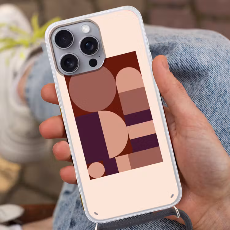 Geometrisch - Cirkels - Rood Hoesje iPhone 16 Pro Max met koord klein -sfeer3