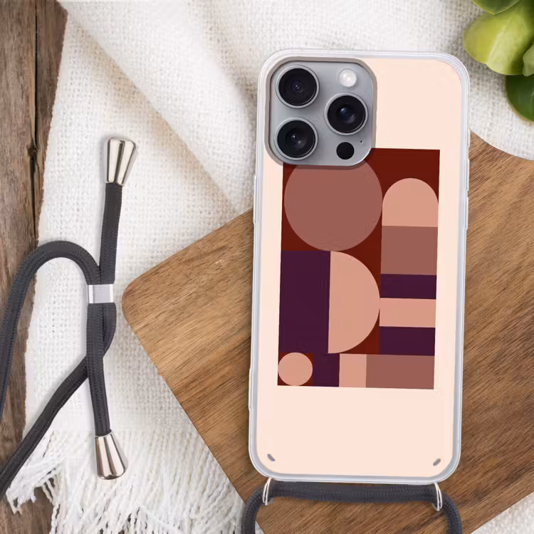 Geometrisch - Cirkels - Rood Hoesje iPhone 16 Pro Max met koord klein -sfeer4