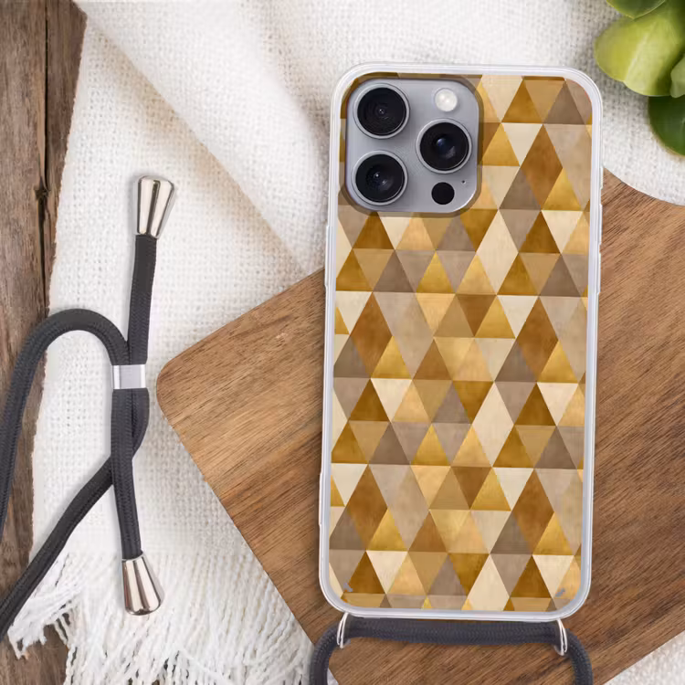 Geometrisch - Driehoek - Goud Hoesje iPhone 16 Pro Max met koord klein 804 -sfeer4