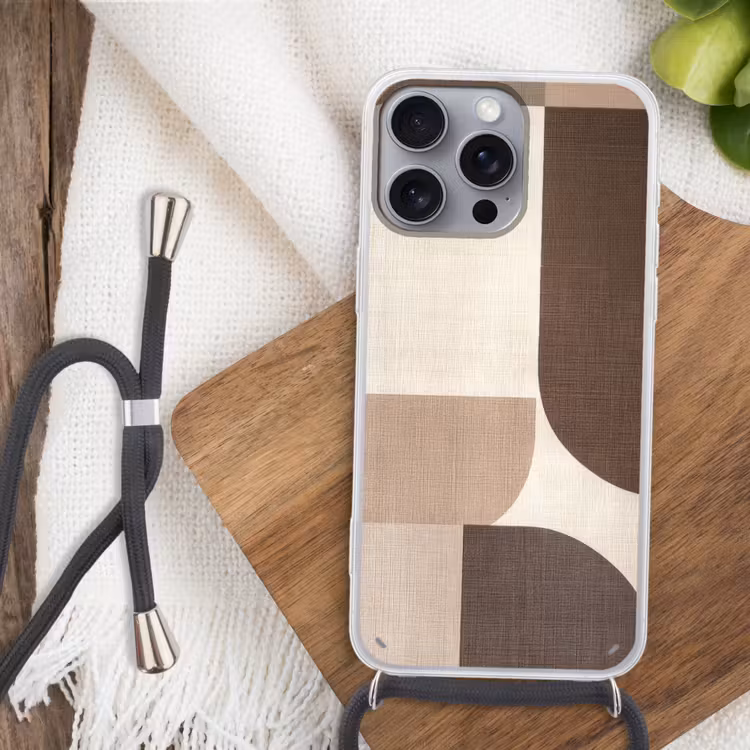 Geometrisch - Geweven structuur - Modern Hoesje iPhone 16 Pro Max met koord klein -sfeer4