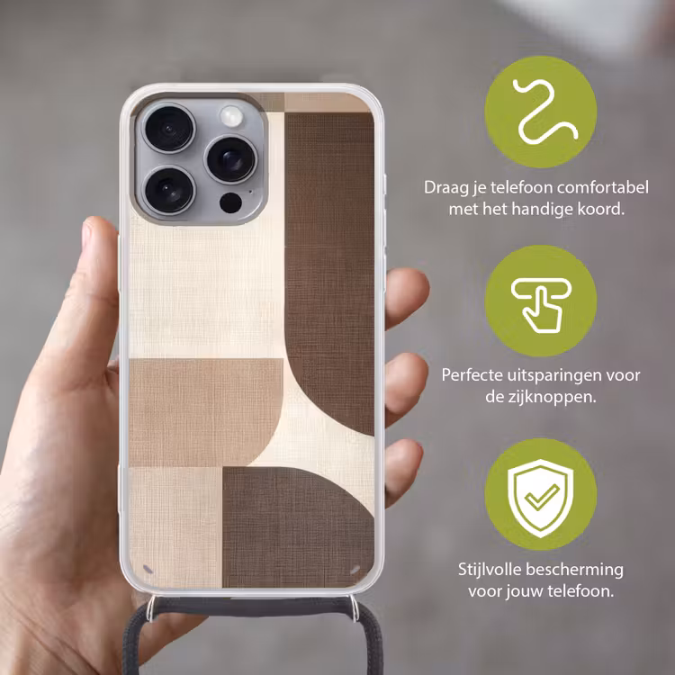 Geometrisch - Geweven structuur - Modern Hoesje iPhone 16 Pro Max met koord klein -sfeer2_NL