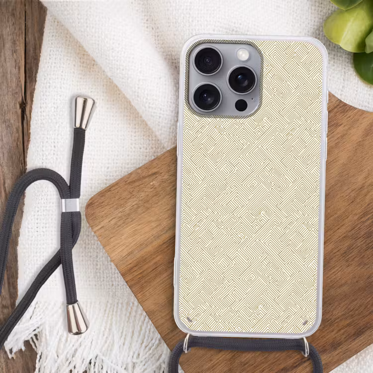 Geometrisch - Lijnen - Groen Hoesje iPhone 16 Pro Max met koord klein 804 -sfeer4