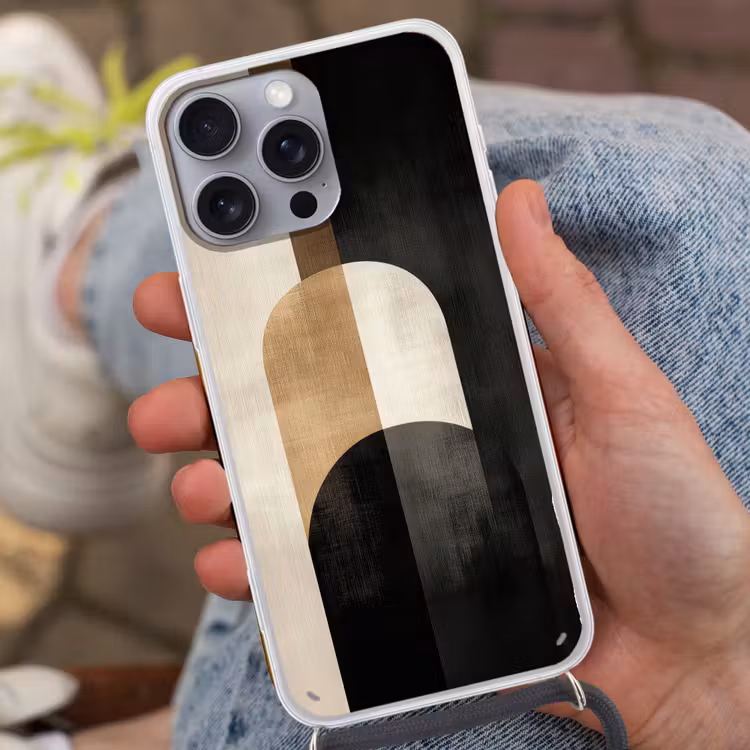 Geometrische - Vormen - Wit Hoesje iPhone 16 Pro Max met koord klein -sfeer3