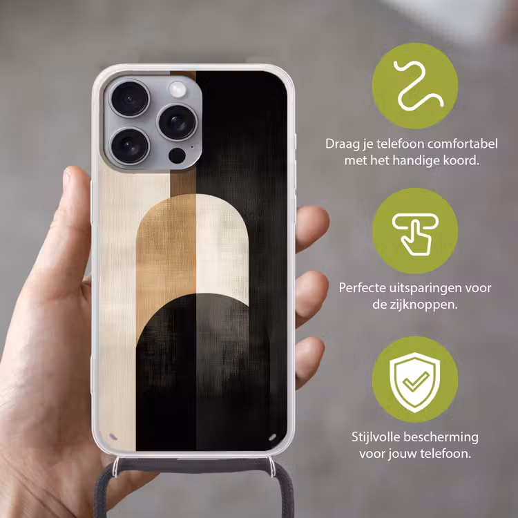 Geometrische - Vormen - Wit Hoesje iPhone 16 Pro Max met koord klein -sfeer2_NL