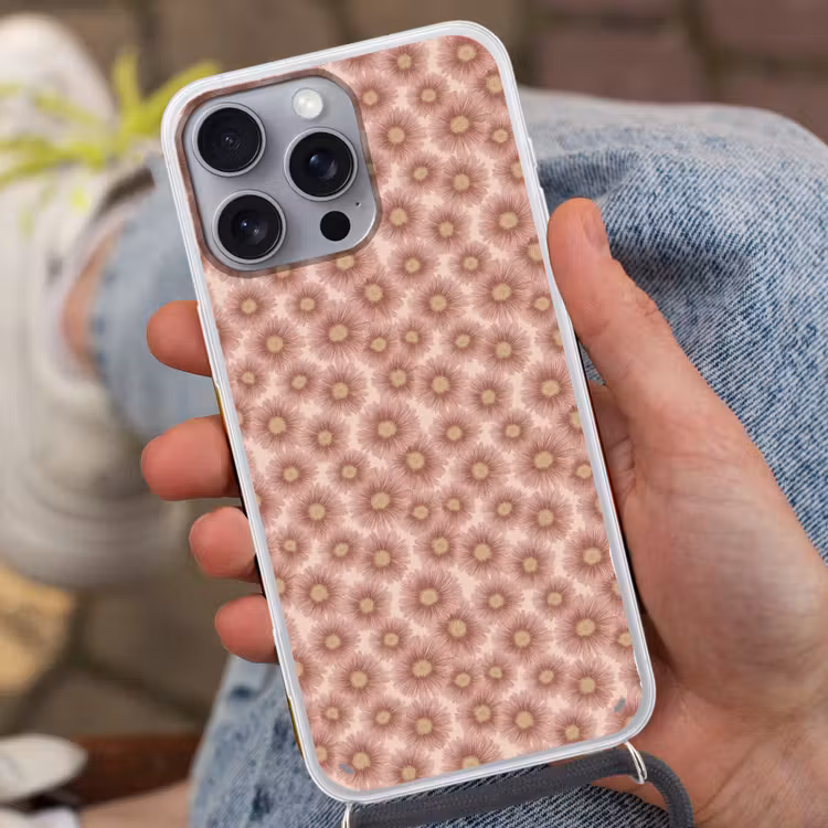 Gerbera - Bloemen - Roze Hoesje iPhone 16 Pro Max met koord klein 804 -sfeer3