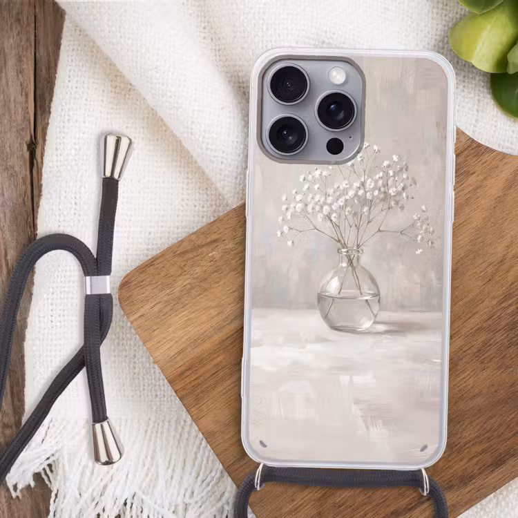 Gipskruid - Vaas - Wit Hoesje iPhone 16 Pro Max met koord klein -sfeer4