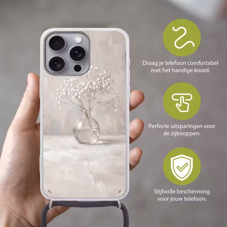 Gipskruid - Vaas - Wit Hoesje iPhone 16 Pro Max met koord klein -sfeer2_NL