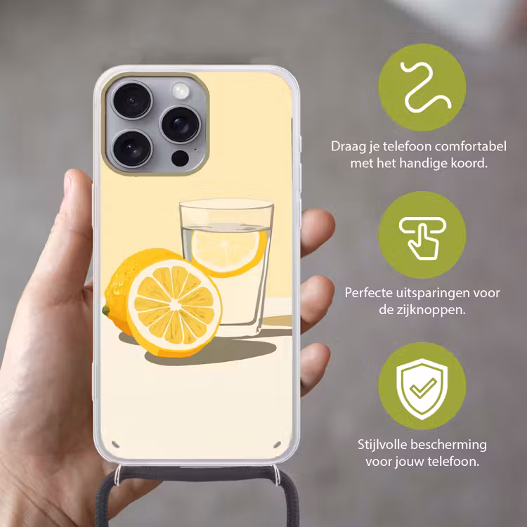 Glas - Citroenschijfjes - Geel Hoesje iPhone 16 Pro Max met koord klein -sfeer2_NL
