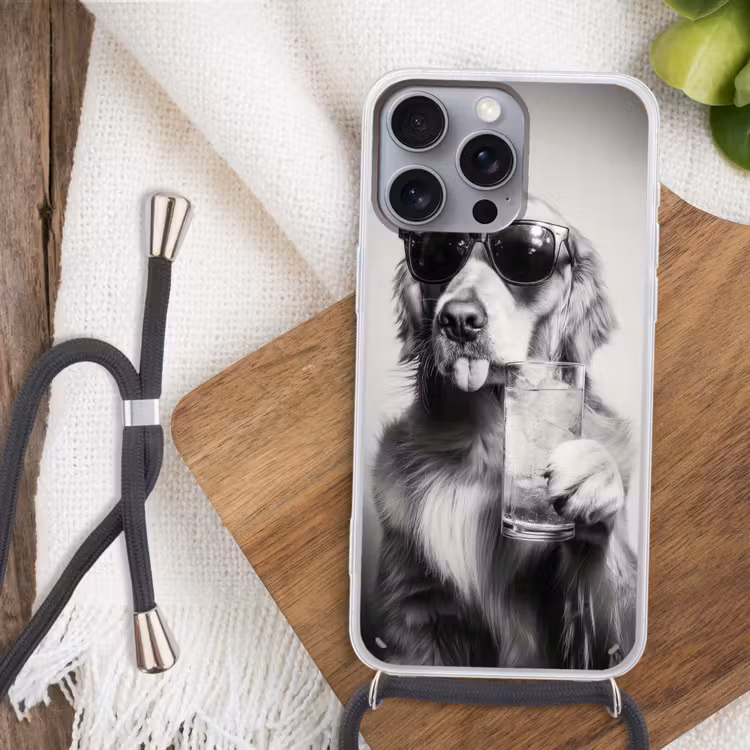 Golden retriever - Hond - Zonnebril - Gkas Hoesje iPhone 16 Pro Max met koord klein -sfeer4