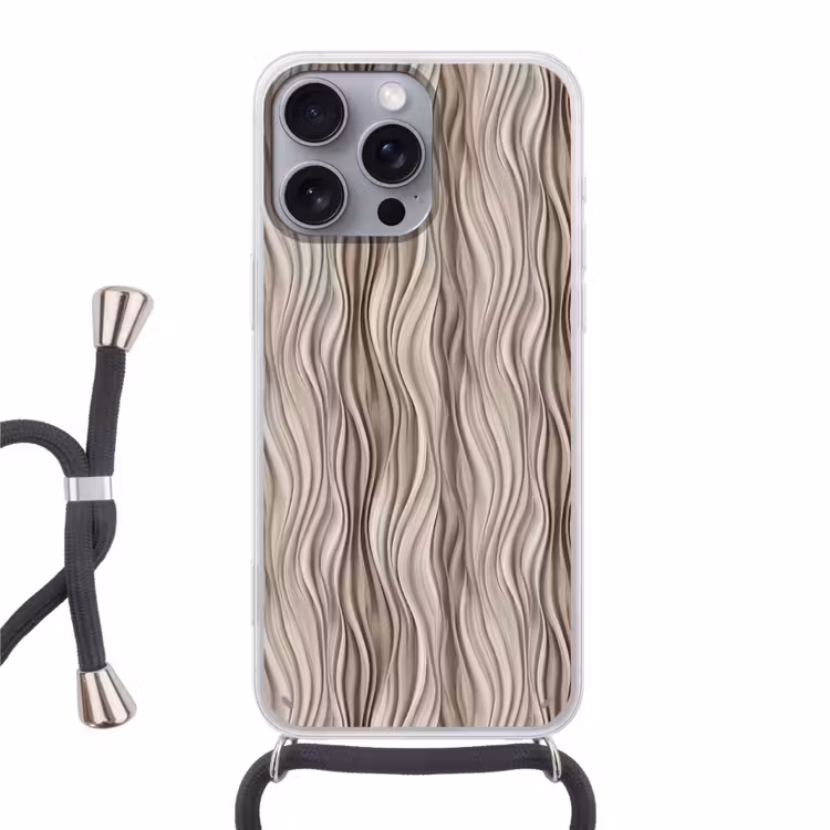 Golven - 3D - Crème Hoesje iPhone 16 Pro Max met koord klein 804 -3d