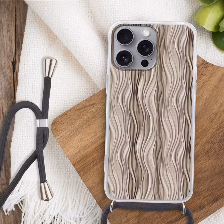 Golven - 3D - Crème Hoesje iPhone 16 Pro Max met koord klein 804 -sfeer4