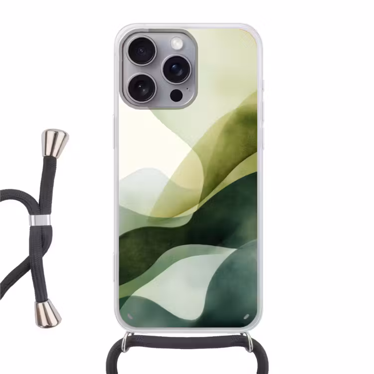 Golven - Abstract - Lichtgroen - Sierlijk Hoesje iPhone 16 Pro Max met koord klein -3d