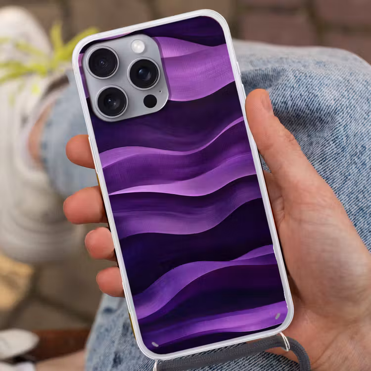 Golven - Abstract - Paars Hoesje iPhone 16 Pro Max met koord klein -sfeer3