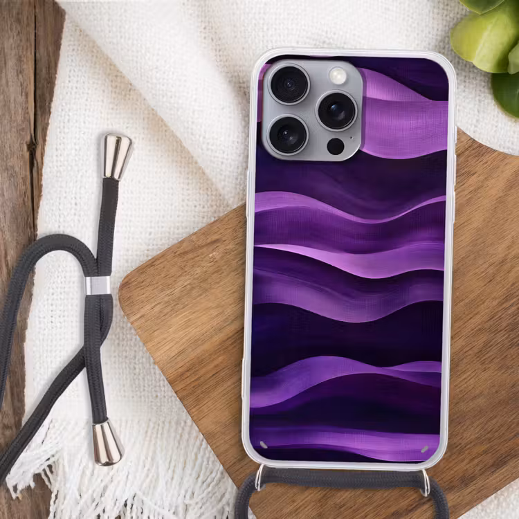 Golven - Abstract - Paars Hoesje iPhone 16 Pro Max met koord klein -sfeer4