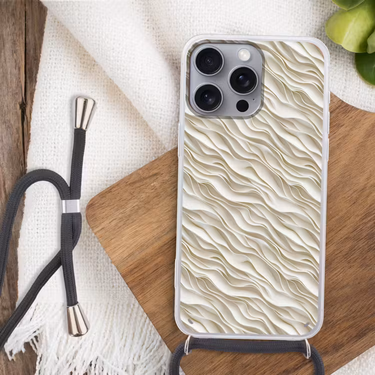 Golven - Wit - Minimalistisch Hoesje iPhone 16 Pro Max met koord klein 804 -sfeer4