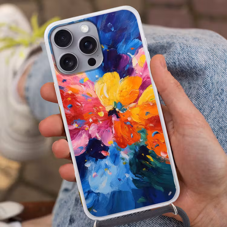 Golvend - Energie - warm Hoesje iPhone 16 Pro Max met koord klein -sfeer3