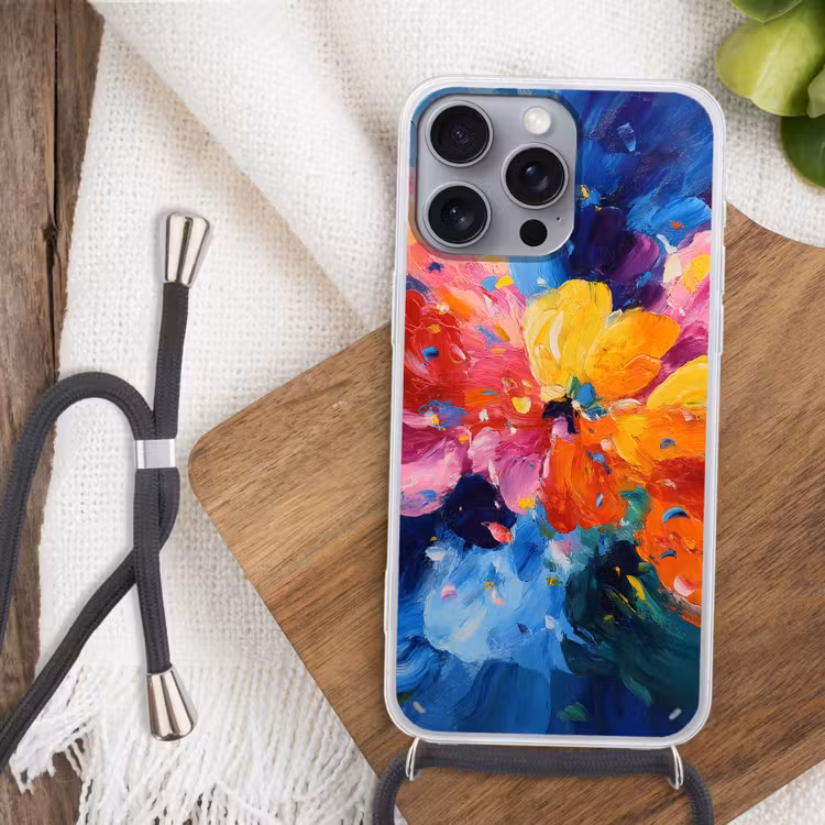 Golvend - Energie - warm Hoesje iPhone 16 Pro Max met koord klein -sfeer4