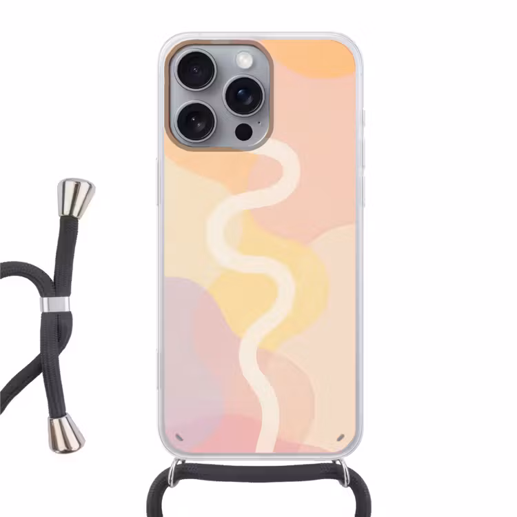 Golvende vormen - Abstract - pastel Hoesje iPhone 16 Pro Max met koord klein -3d