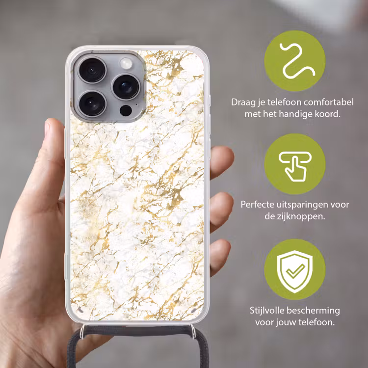Goudspatten - Wit - Marmer Hoesje iPhone 16 Pro Max met koord klein 804 -sfeer2_NL