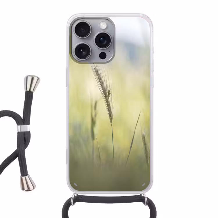 Graan - Aar - Natuur - Groen - Detail Hoesje iPhone 16 Pro Max met koord klein -3d