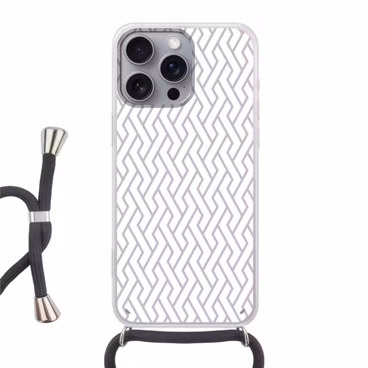 Grafisch - Patroon - Modern - Lijn Hoesje iPhone 16 Pro Max met koord klein 804 -3d