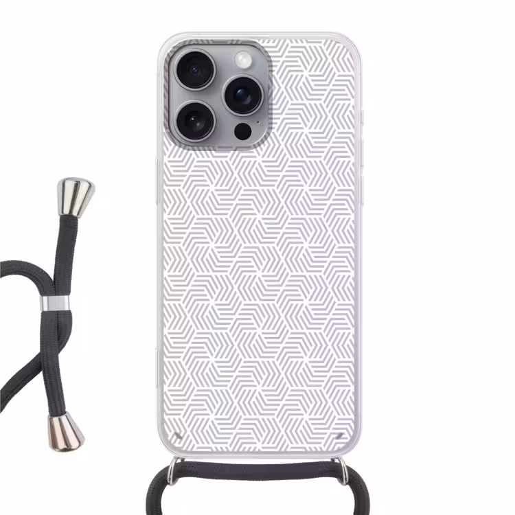 Grafisch - Patroon - Modern - Onderbroken Hoesje iPhone 16 Pro Max met koord klein 804 -3d