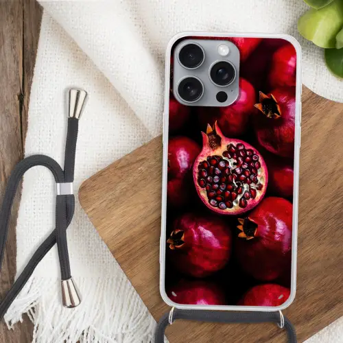 Granaatappel - Rood - Fruit Hoesje iPhone 16 Pro Max met koord klein -sfeer4