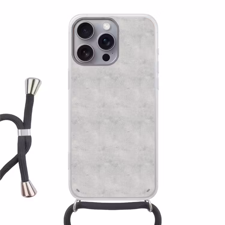 Grijs - Beton - Neutraal Hoesje iPhone 16 Pro Max met koord klein 804 -3d