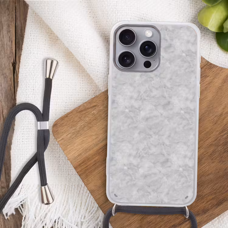 Grijs - Marmer - Mat Hoesje iPhone 16 Pro Max met koord klein 804 -sfeer4